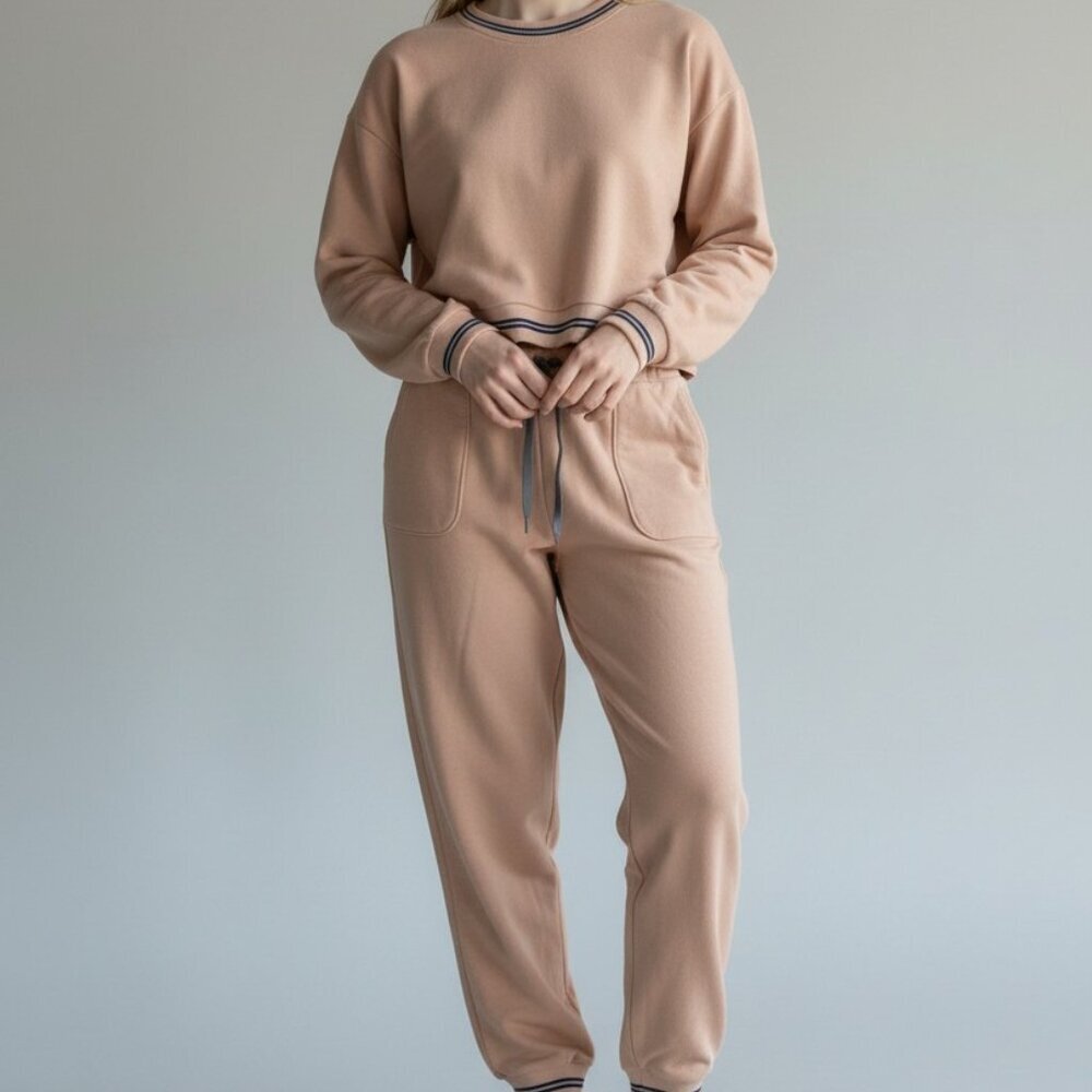 Roller Rabbit Women’s Pink Knit Pajama Set Top and Bottom Size Small